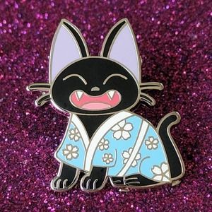 Jiji Black Cat in Kimono Kiki's Delivery Service Ghibli Movie Hard Enamel Pin